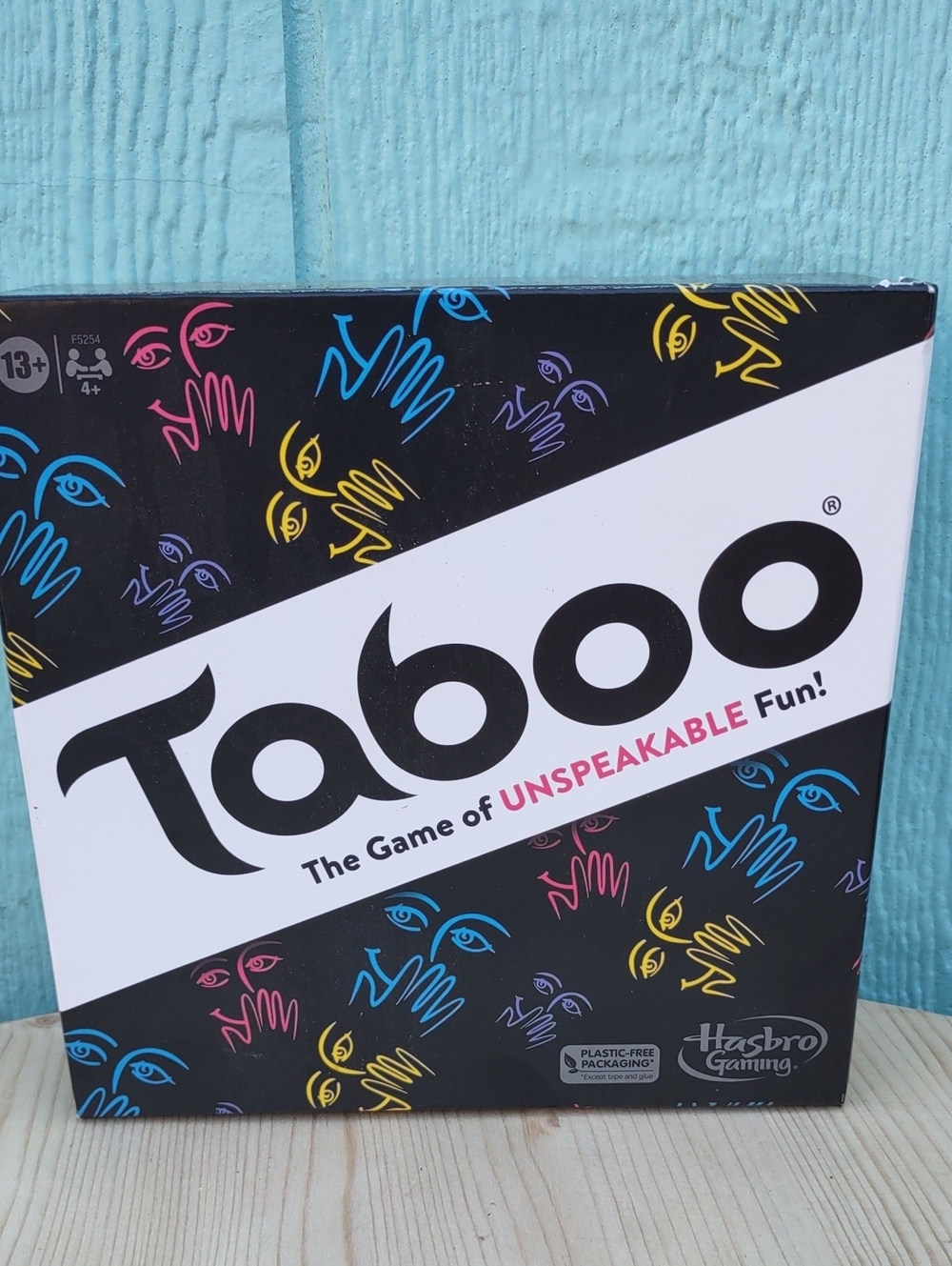 Taboo Party Game Box - Black with Pink, Blue, Yellow, Purple Accents